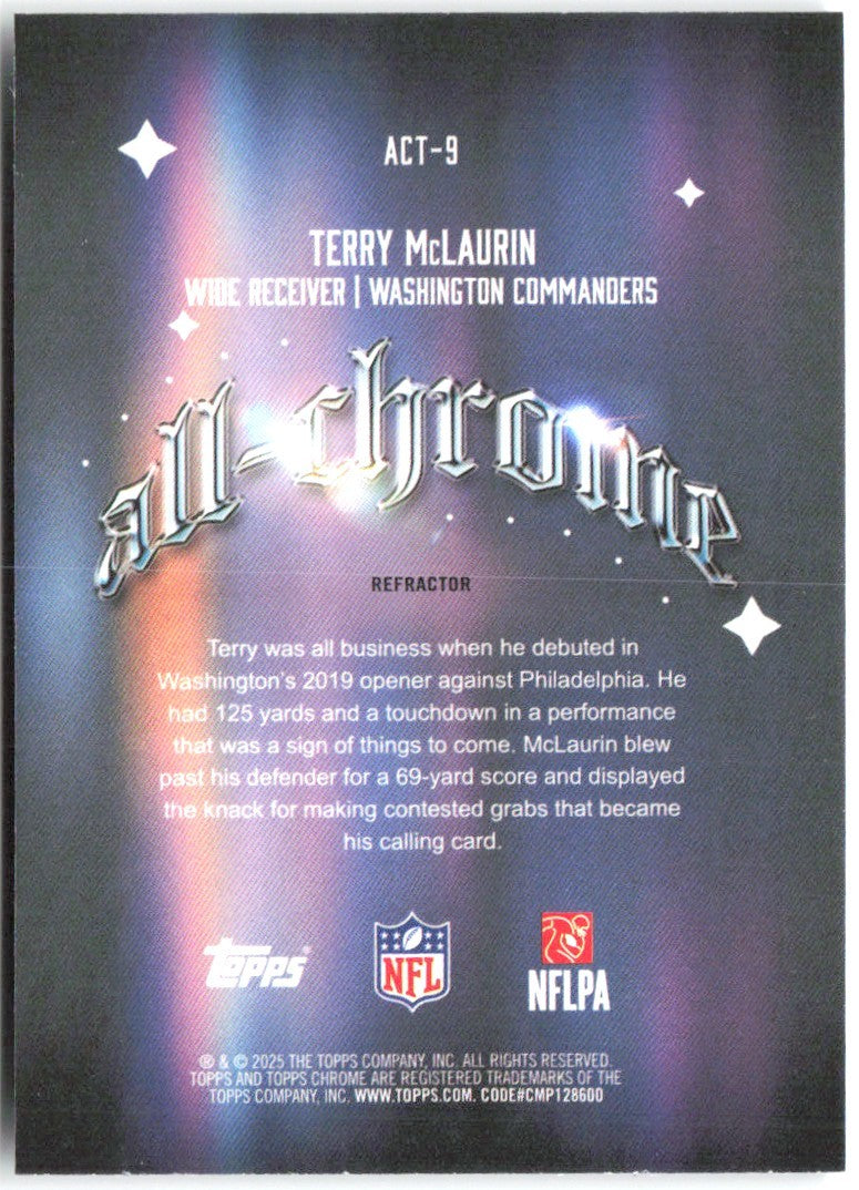 Terry McLaurin Topps Chrome - All-Chrome Team Refractor ACT-9 2025 Commanders