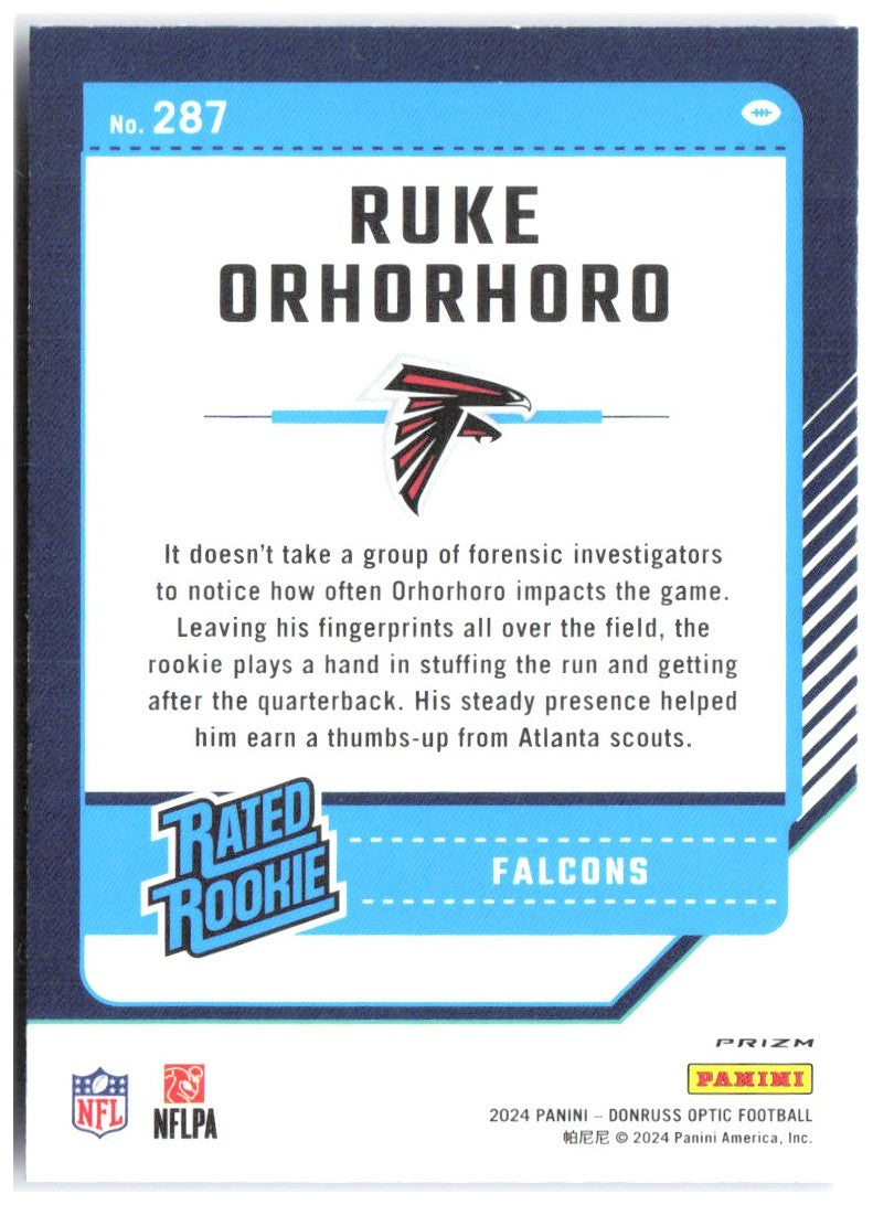 Ruke Orhorhoro Donruss Optic - Blue Hyper 287 2024 Atlanta Falcons