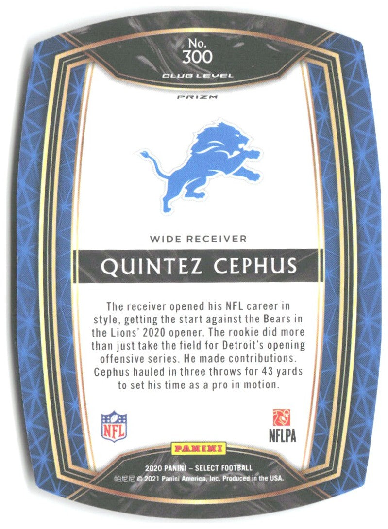 Quintez Cephus Panini Select - Purple Prizm Die Cut 300 2020 Detroit Lions