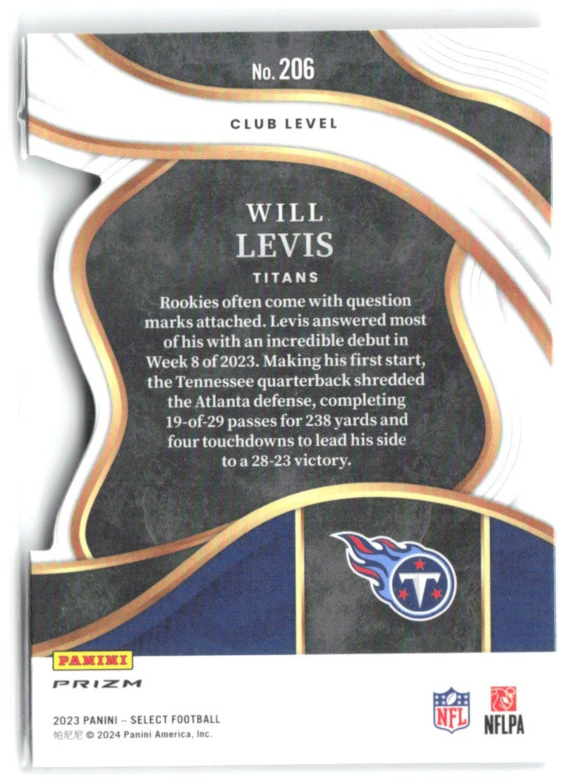 Will Levis Select - Red and Yellow Prizms Die Cuts 206 2023 Tennessee Titans