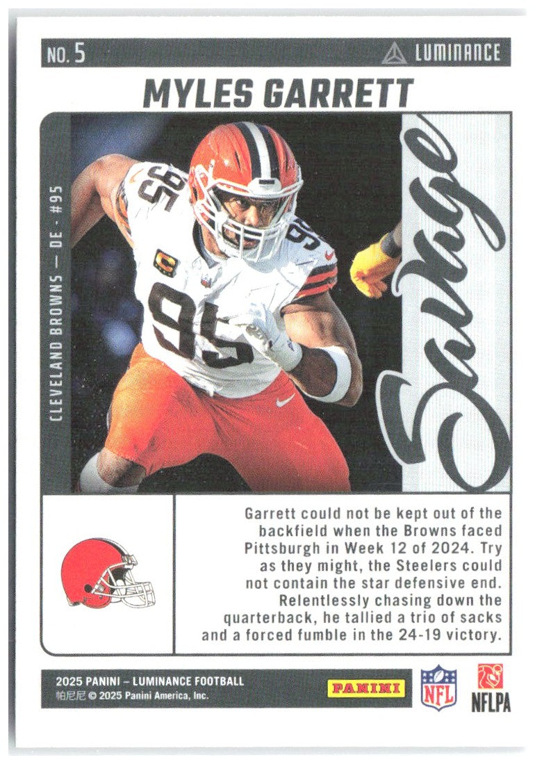 Myles Garrett Panini Luminance - Savage 5 2025 Cleveland Browns