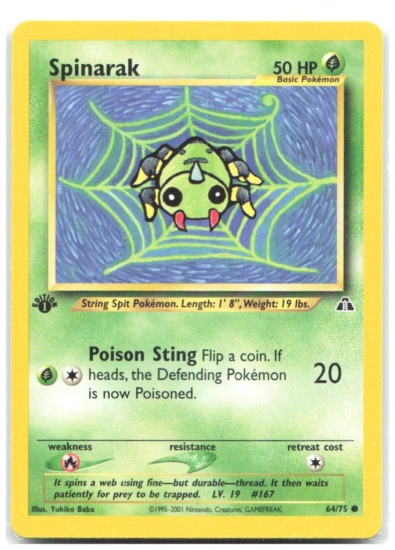 Spinarak 1st Edition Common Neo Discovery 64/75 NM Yukiko Baba