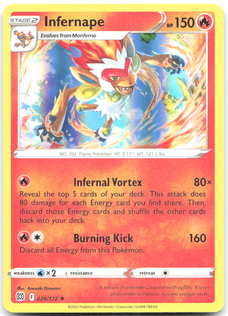 Infernape Holo Rare SWSH09: Brilliant Stars 026/172 NM