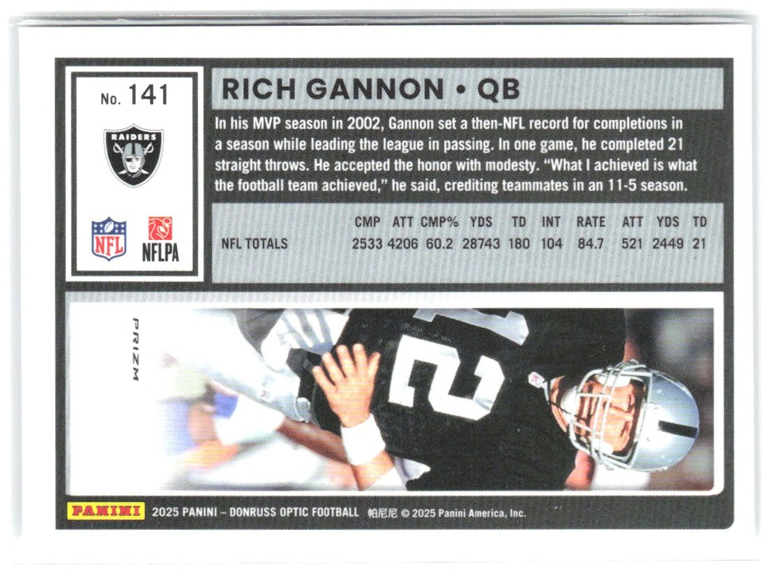 Rich Gannon Donruss Optic - Holo 141 2025 Oakland Raiders