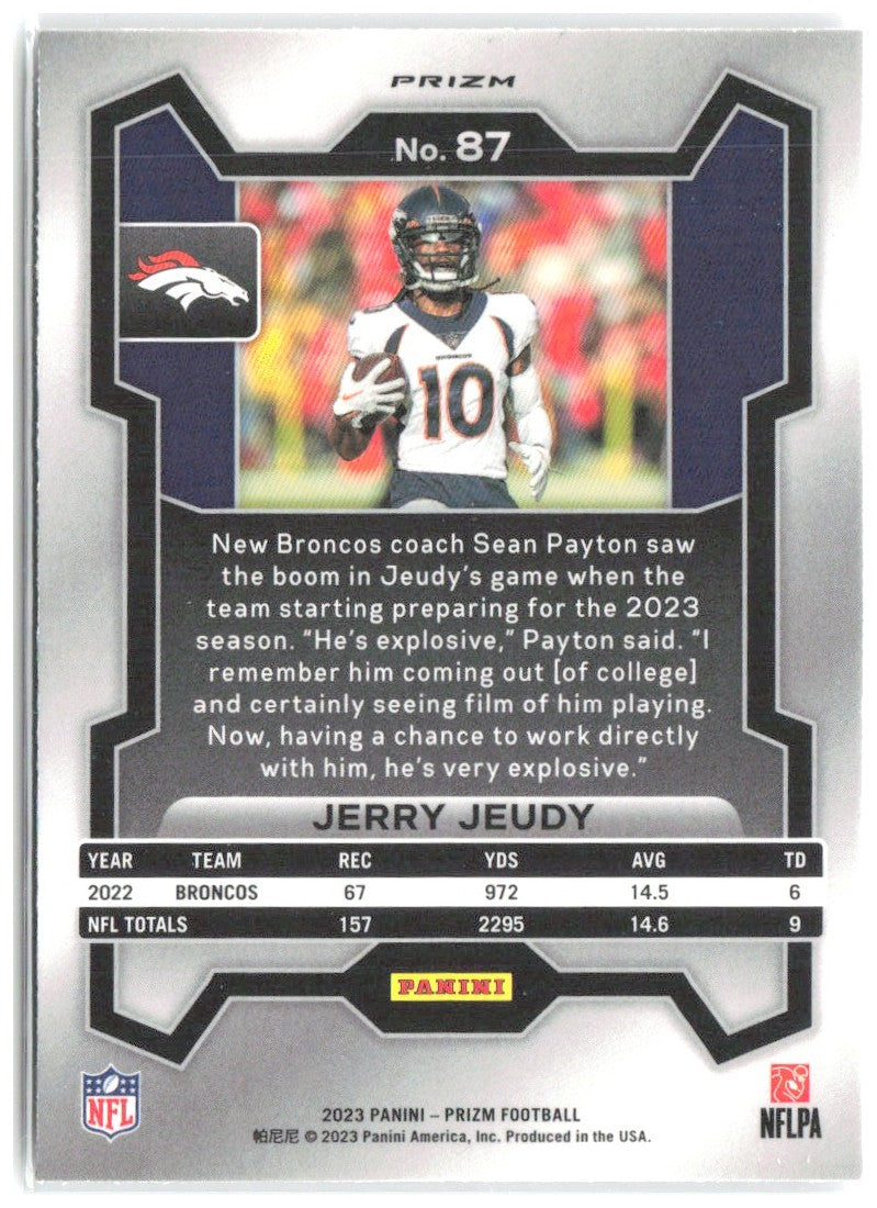 Jerry Jeudy Panini Prizm - Silver 87 2023 Denver Broncos