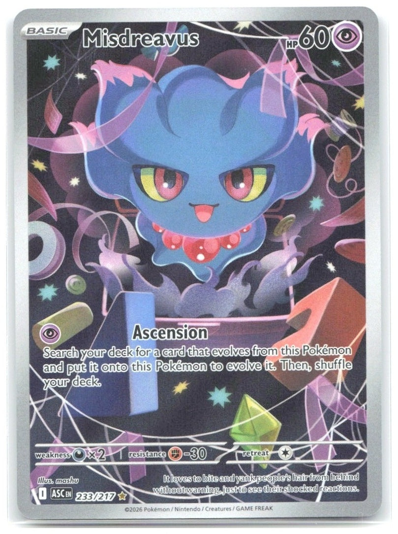 Misdreavus Holo Illustration Rare ME Ascended Heroes 233/217 NM Kazuhisa Uragami