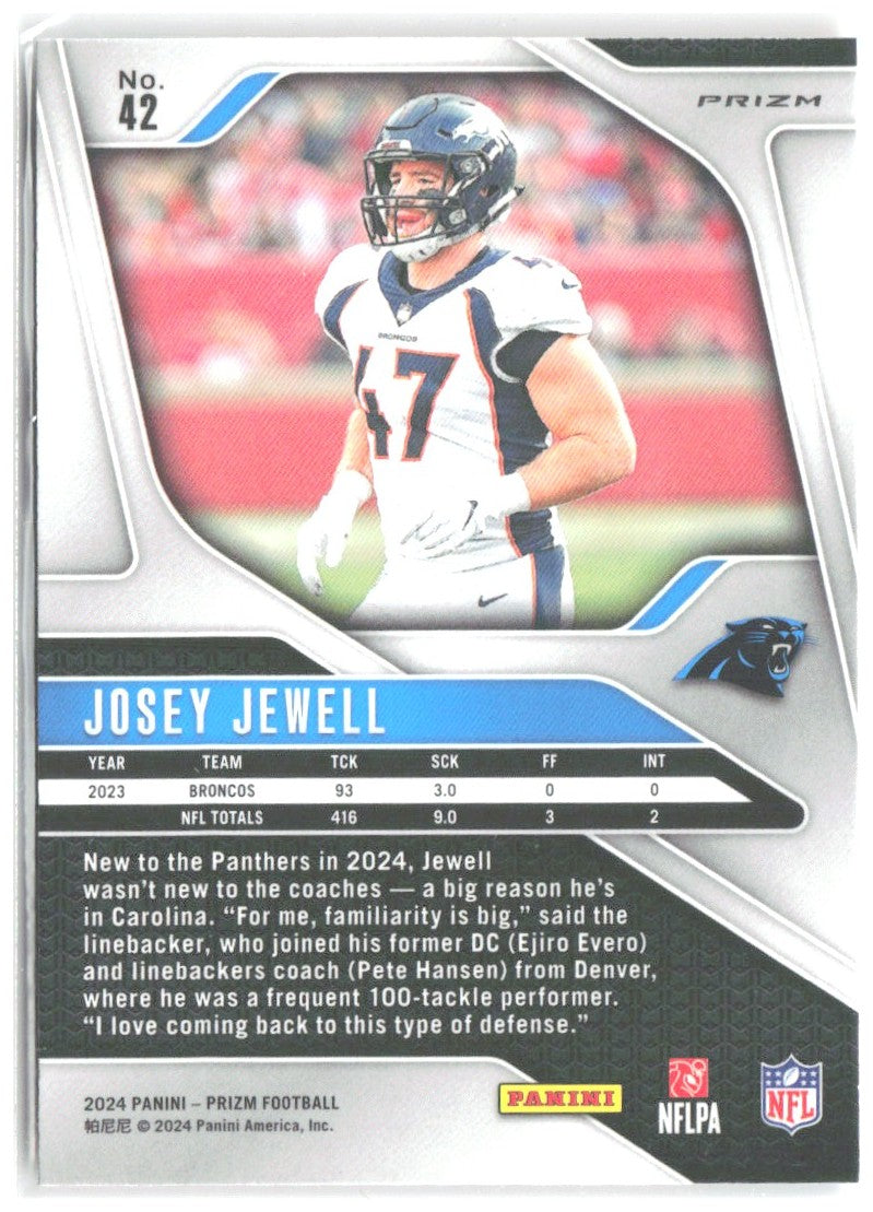 Josey Jewell Panini Prizm - Lazer 42 2024 Carolina Panthers