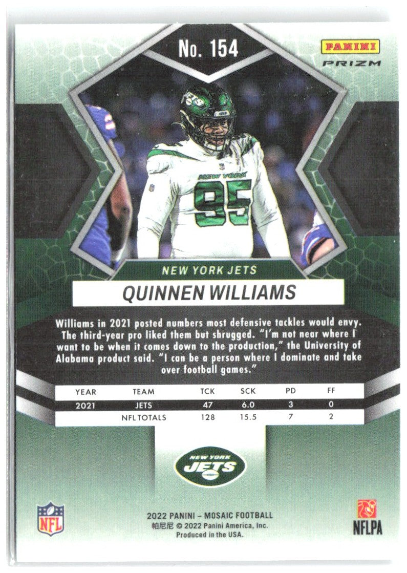 Quinnen Williams Panini Mosaic - Silver 154 2022 New York Jets