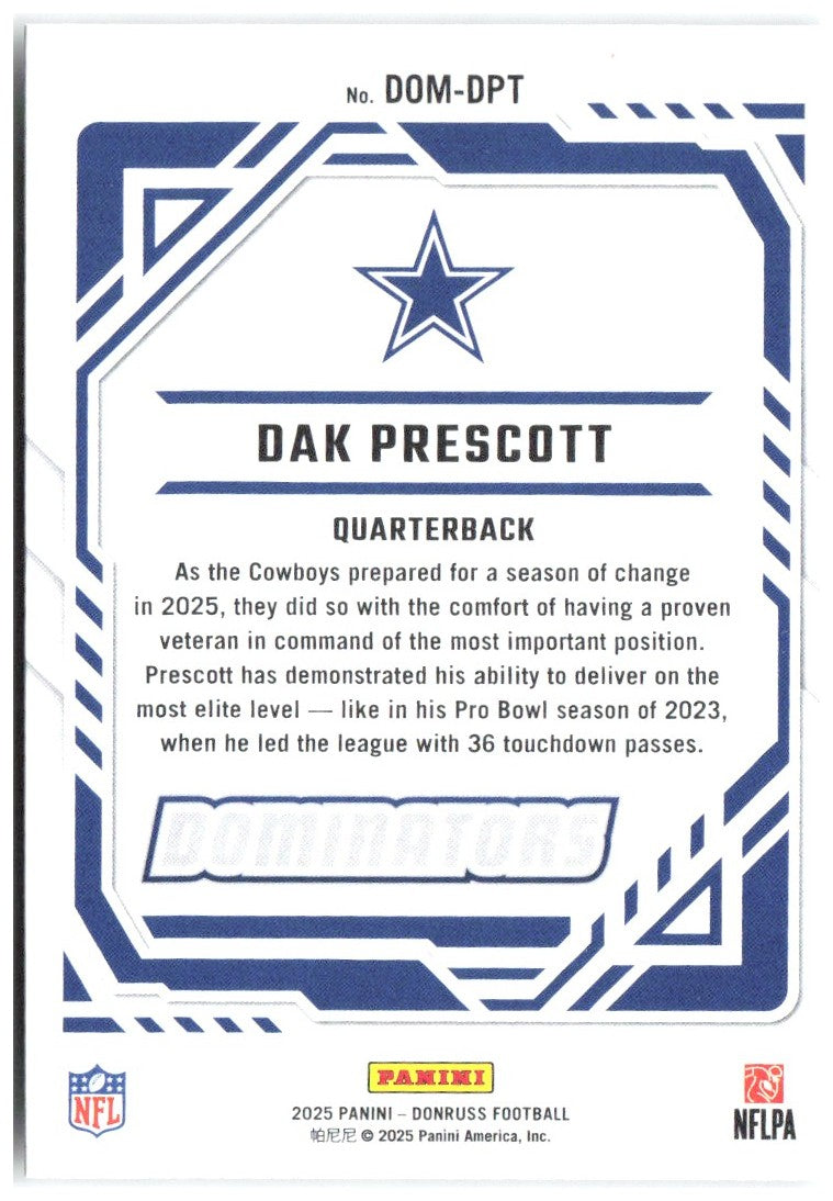 Dak Prescott Donruss - Dominators DOM-DPT 2025 Dallas Cowboys