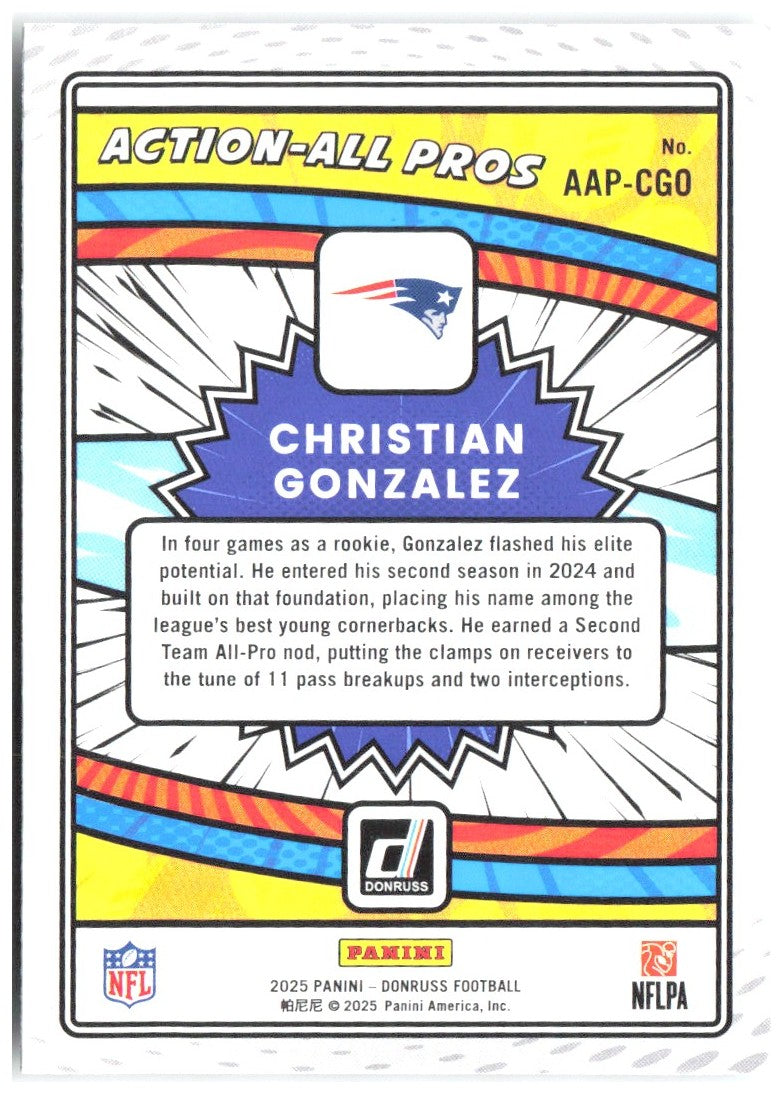 Christian Gonzalez Donruss - Action-All Pros AAP-CGO 2025 New England Patriots