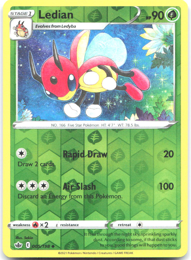 Ledian Reverse Holo Uncommon SWSH06 Chilling Reign 005/198 NM Sekio