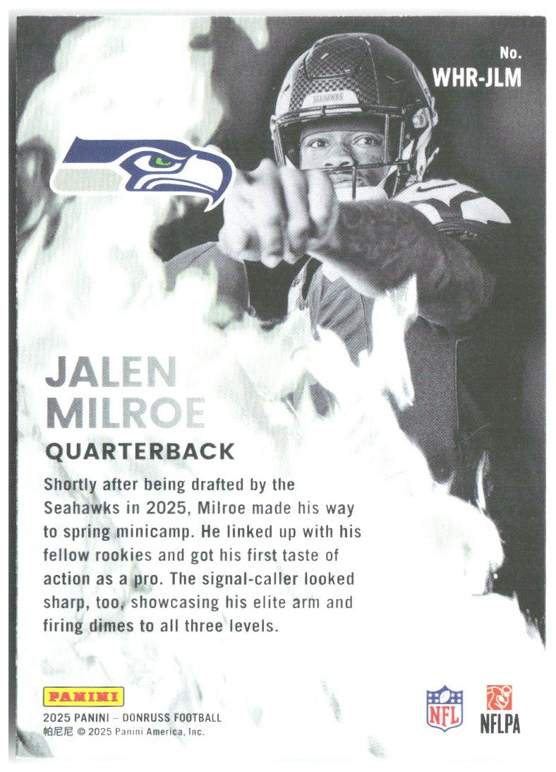 Jalen Milroe Donruss - White Hot Rookies WHR-JLM 2025 Seattle Seahawks