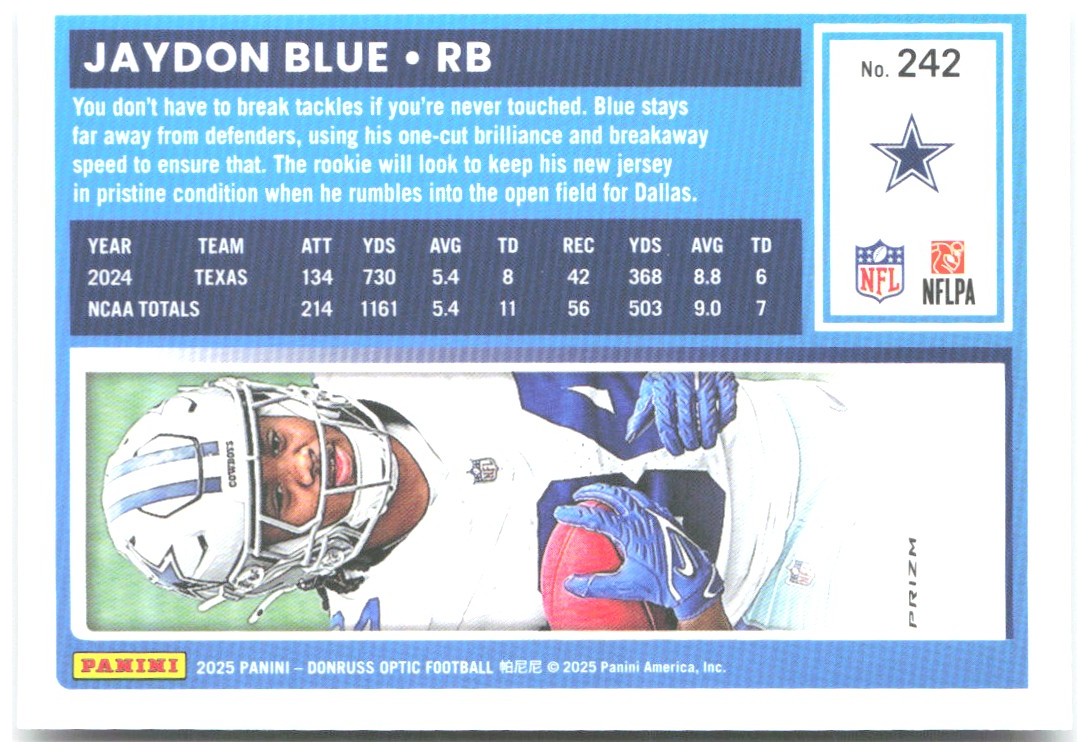 Jaydon Blue Donruss Optic - Holo 242 2025 Dallas Cowboys