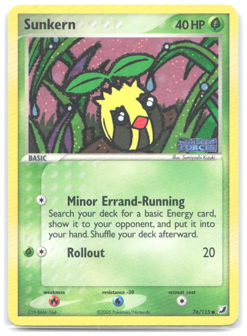 Sunkern Reverse Holo Common EX Unseen Forces 76/115 NM Sumiyoshi Kizuki
