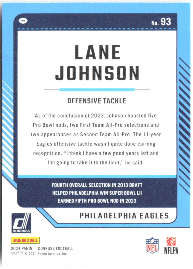 Lane Johnson Donruss 93 2024 Philadelphia Eagles