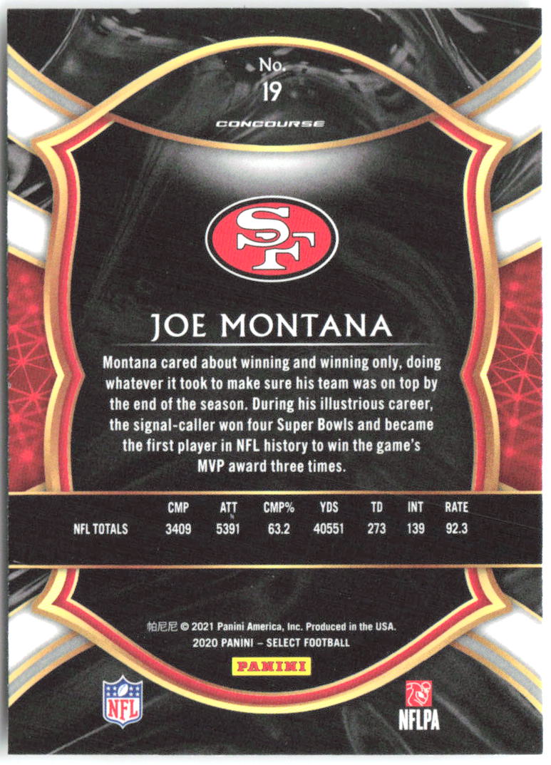 Joe Montana Panini Select 19 2020 San Francisco 49ers