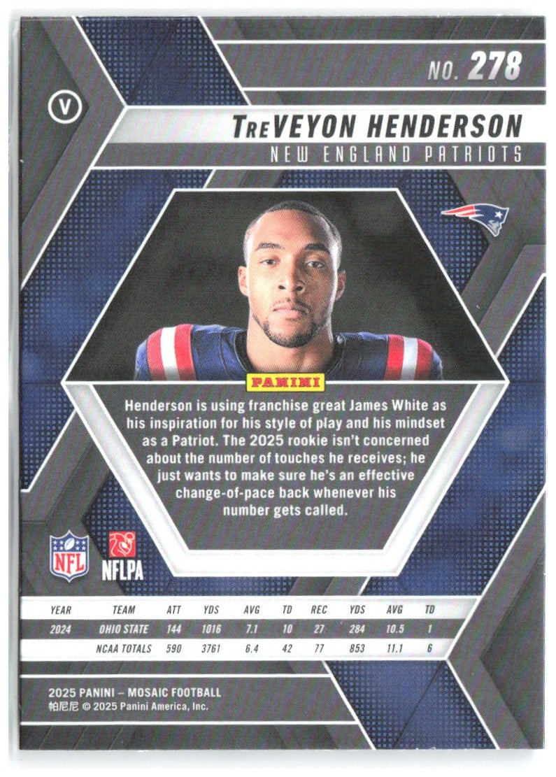TreVeyon Henderson Panini Mosaic 278 2025 New England Patriots RC