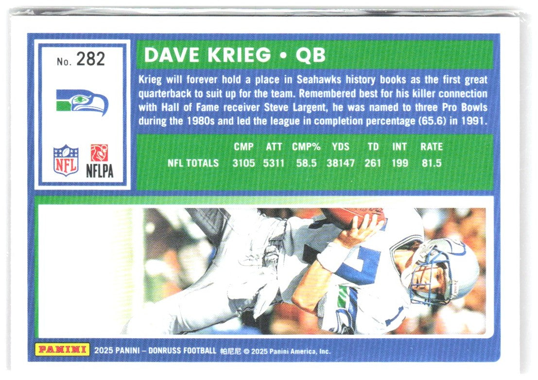 Dave Krieg Donruss - Press Proofs Red 282 2025 Seattle Seahawks