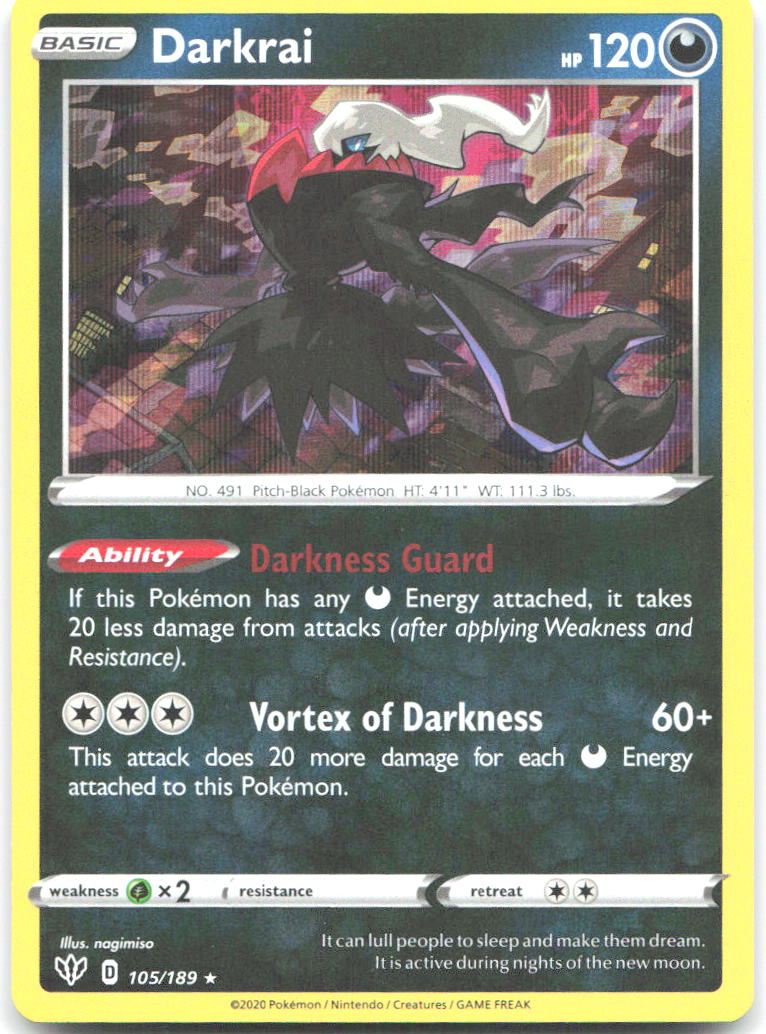 Darkrai Holo Rare SWSH03 Darkness Ablaze 105/189 NM nagimiso