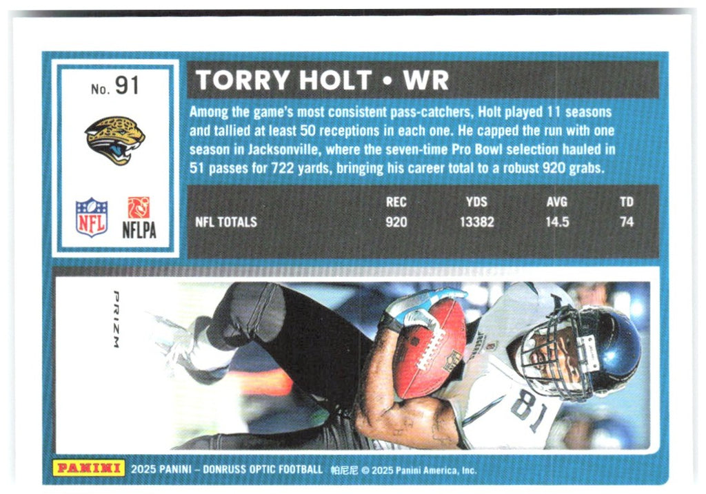 Torry Holt Donruss Optic - Holo 91 2025 Jacksonville Jaguars