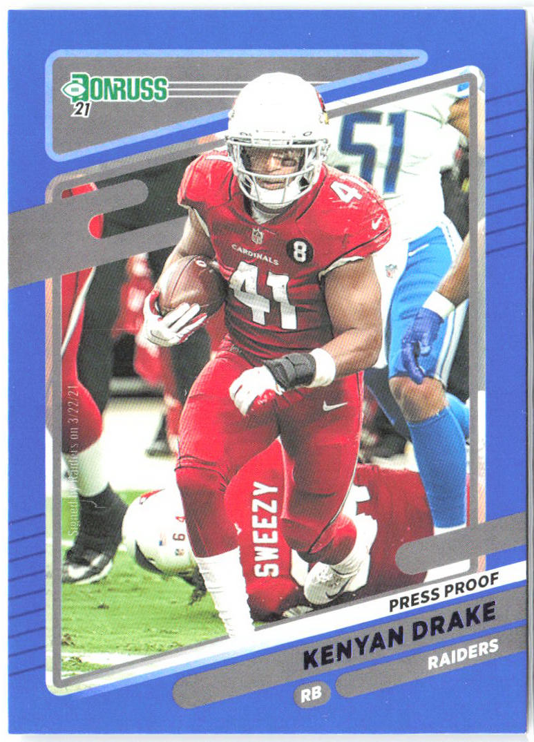 Kenyan Drake Donruss - Press Proof Blue 249 2021 Las Vegas Raiders