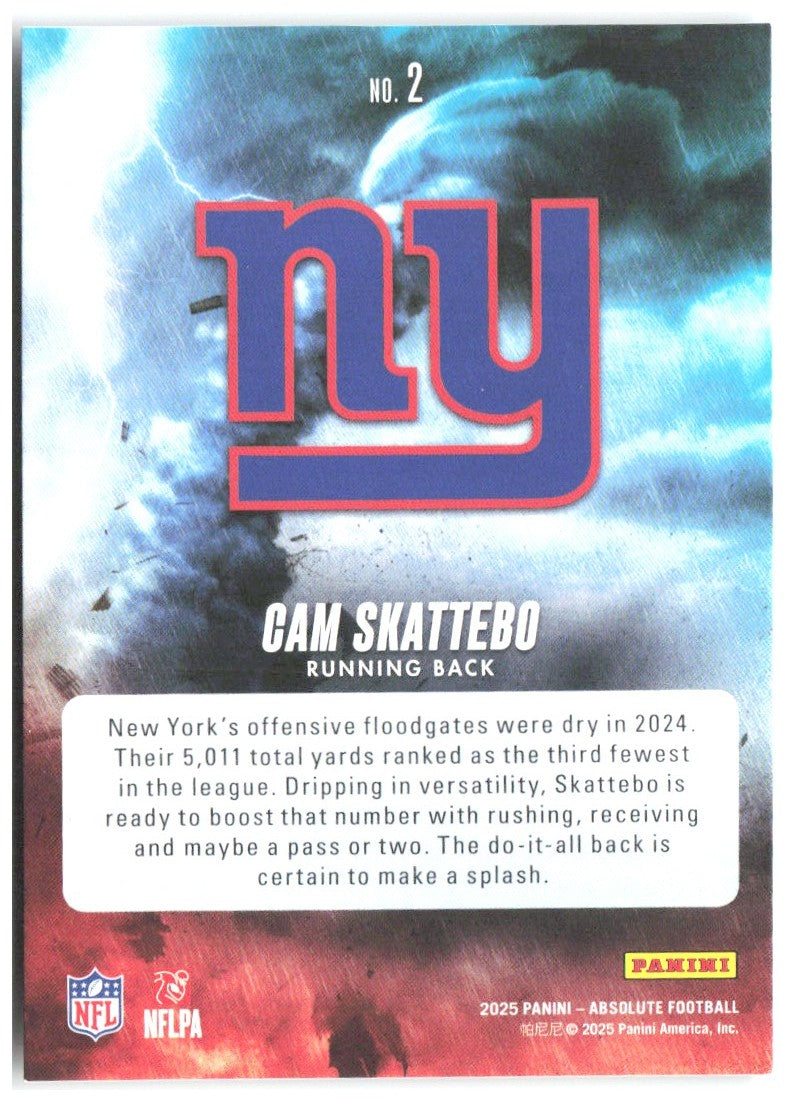 Cam Skattebo Panini Absolute - By Storm 2 2025 New York Giants