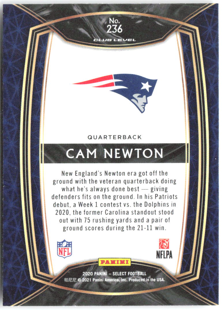 Cam Newton Panini Select 236 2020 New England Patriots