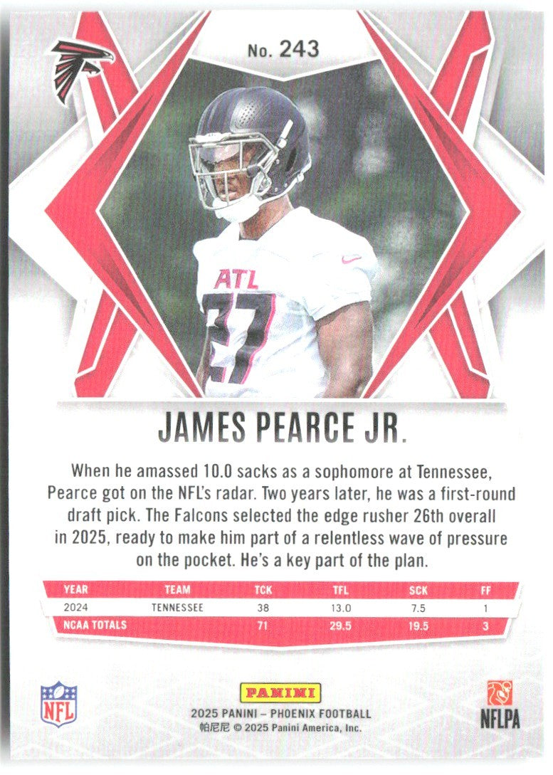 James Pearce Jr. Panini Phoenix - Silver Hyper Prizm 243 2025 Atlanta Falcons