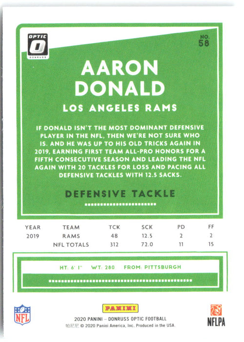 Aaron Donald Donruss Optic 58 2020 Los Angeles Rams