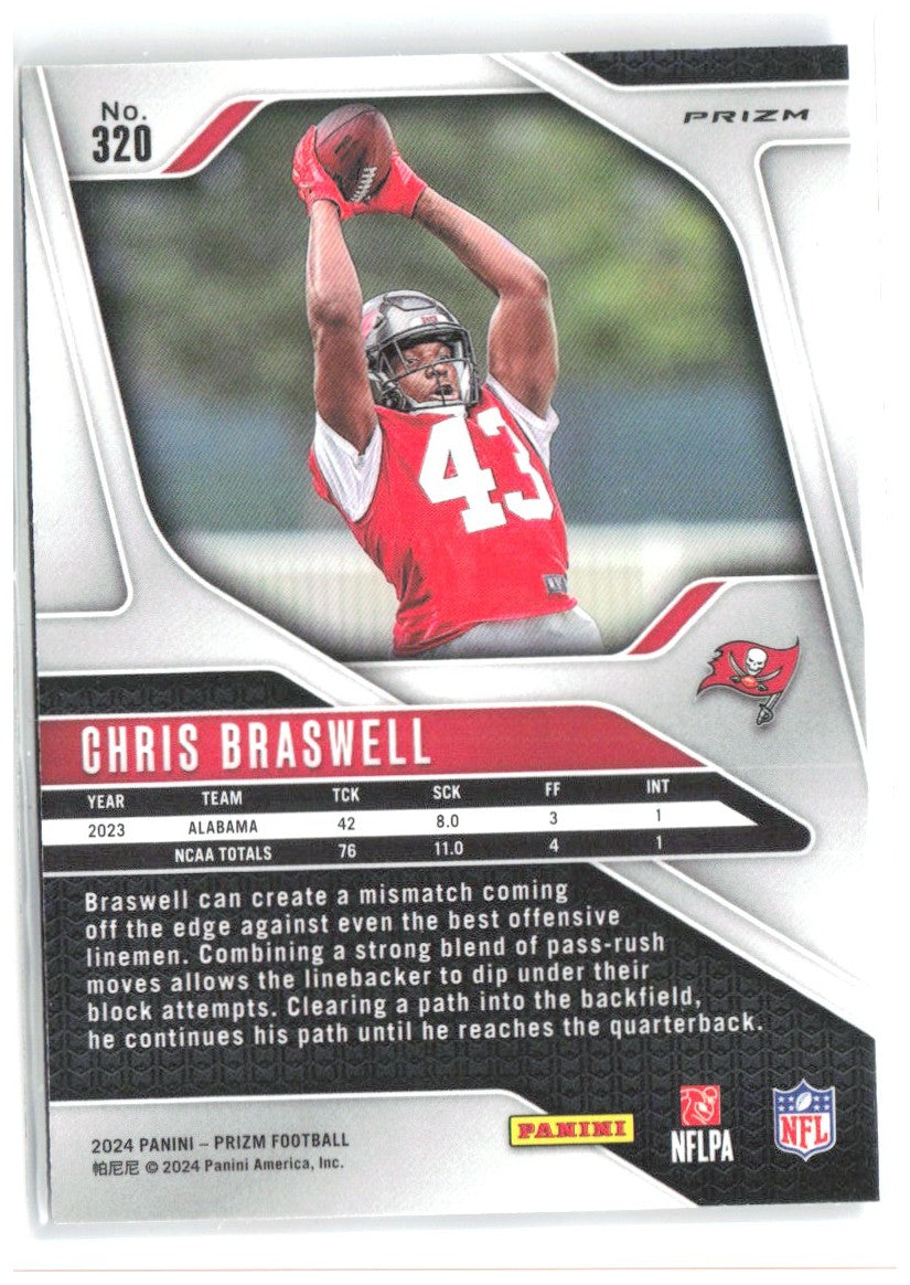Chris Braswell Panini Prizm - Red White and Blue 320 2024 Tampa Bay Buccaneers