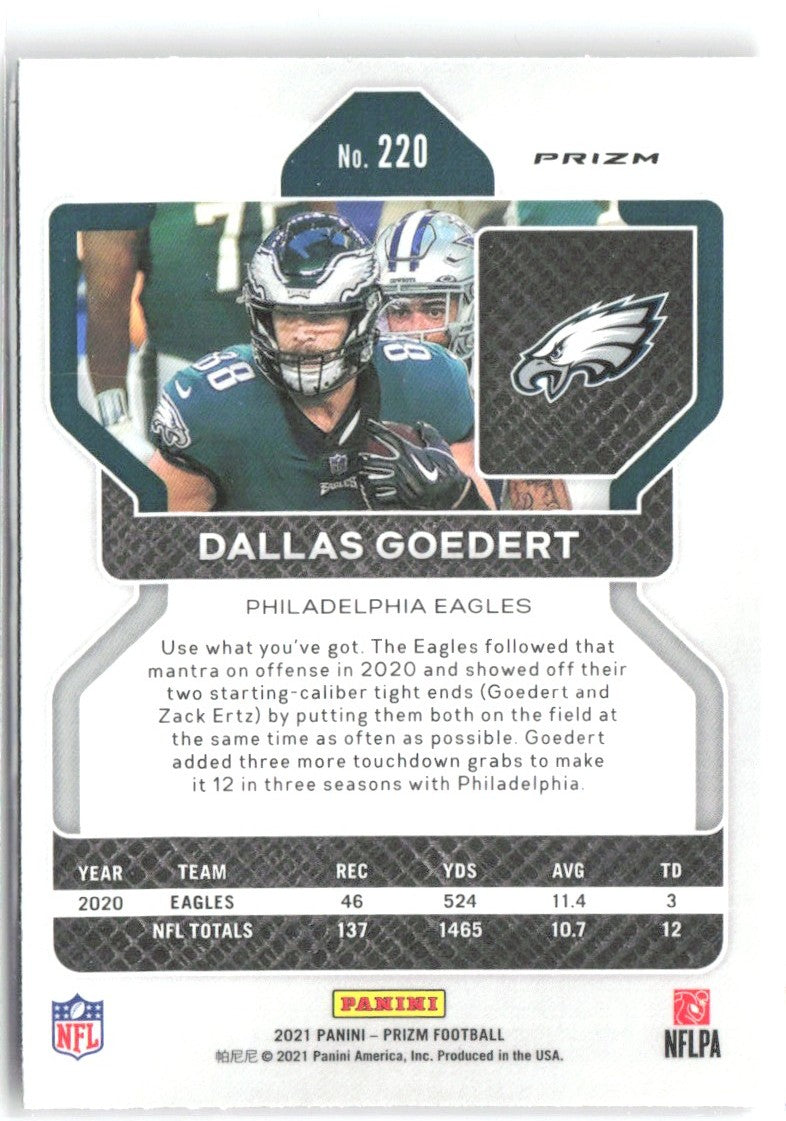 Dallas Goedert Panini Prizm - Red Ice 220 2021 Philadelphia Eagles