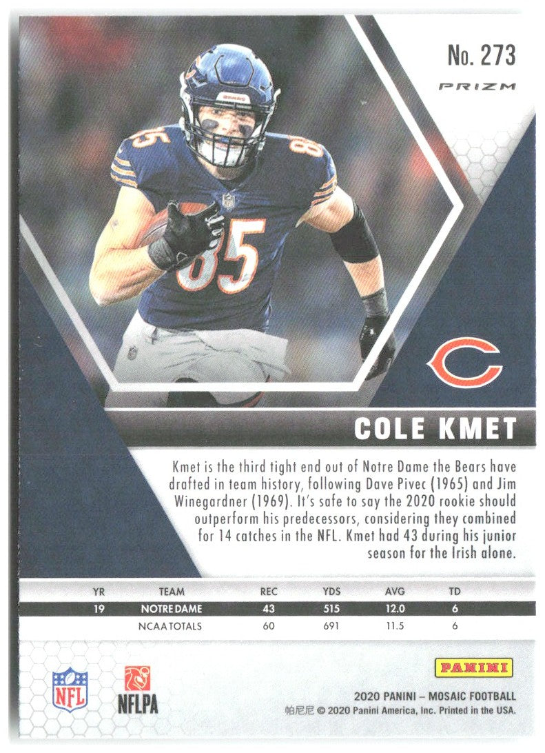Cole Kmet Panini Mosaic - Prizm Green 273 2020 Chicago Bears