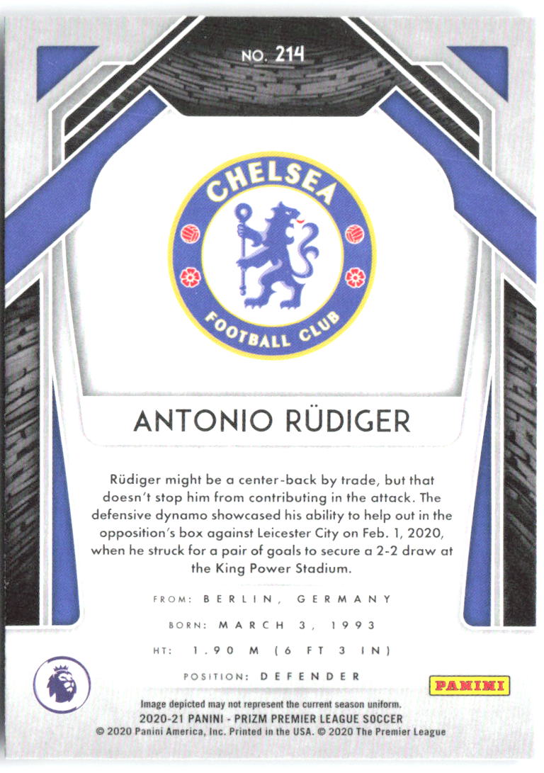 Antonio Rudiger Panini Prizm Premier League 214 2020-21 Chelsea FC