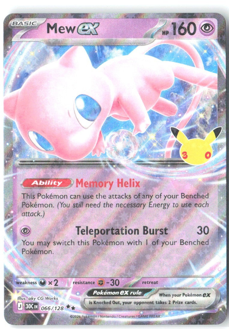 Mew ex Holo Double Rare ME 30th Celebration 066/128 NM aky CG Works