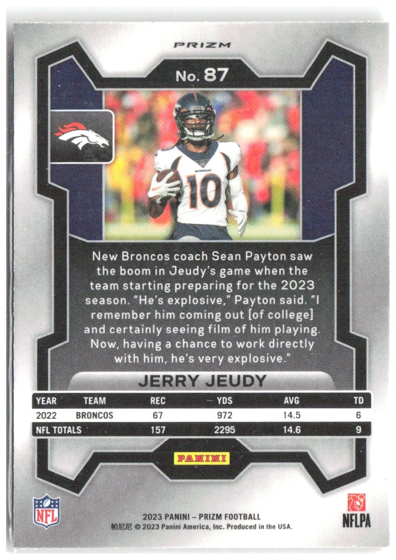 Jerry Jeudy Panini Prizm - Lazer 87 2023 Denver Broncos