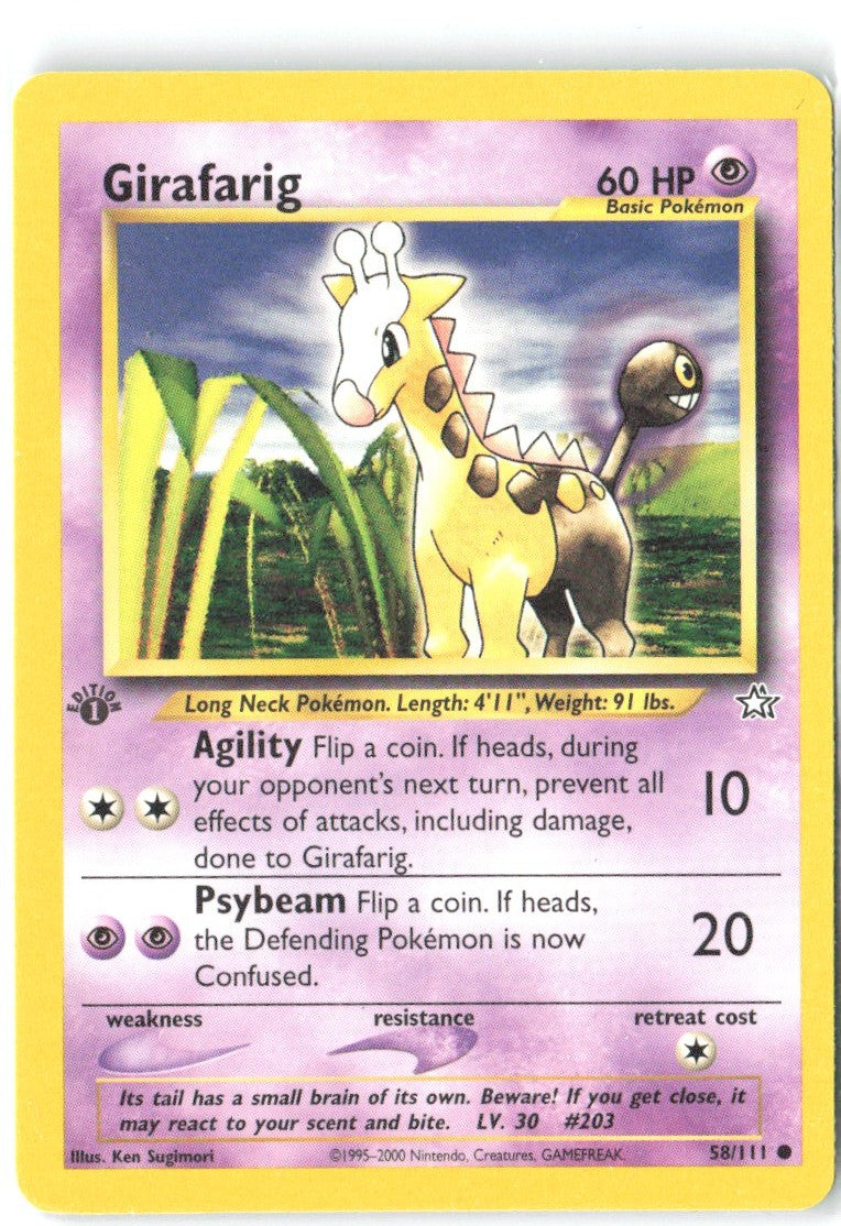 Girafarig 1st Edition Common Neo Genesis 058/111 NM Ken Sugimori