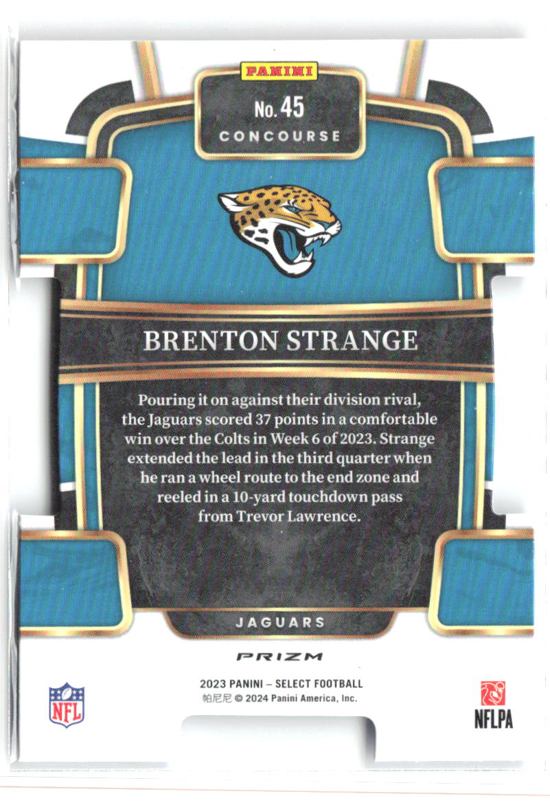 Brenton Strange Select Red and Blue Prizms Die Cuts 45 2023 Jacksonville Jaguars