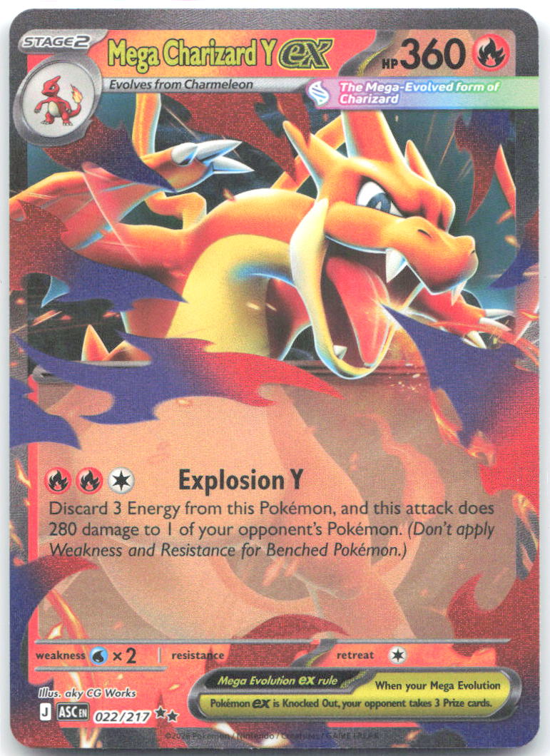 Mega Charizard Y ex 022 217 Holo Double Rare ME: Ascended Heroes 022/217 NM aky CG Works