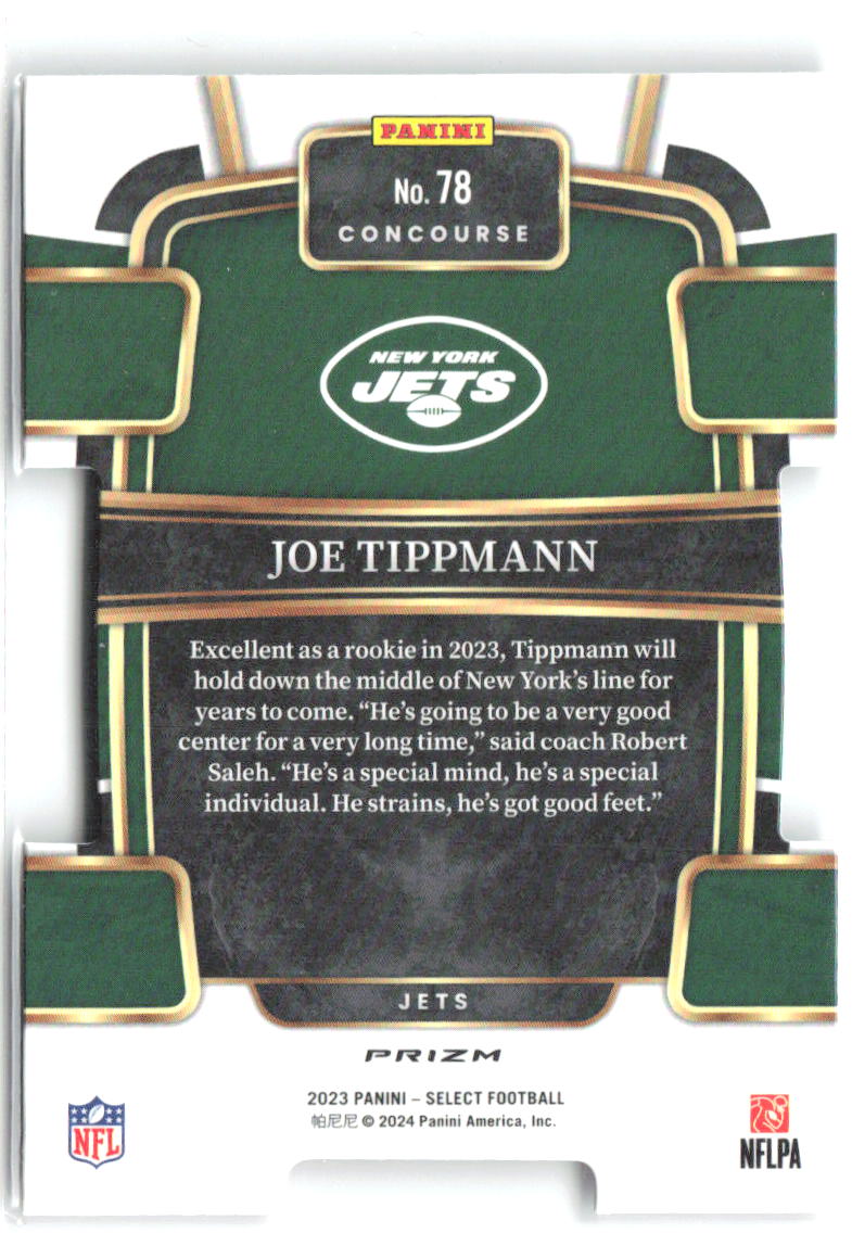 Joe Tippmann Panini Select - Black and Red Prizms Die Cuts 78 2023 New York Jets
