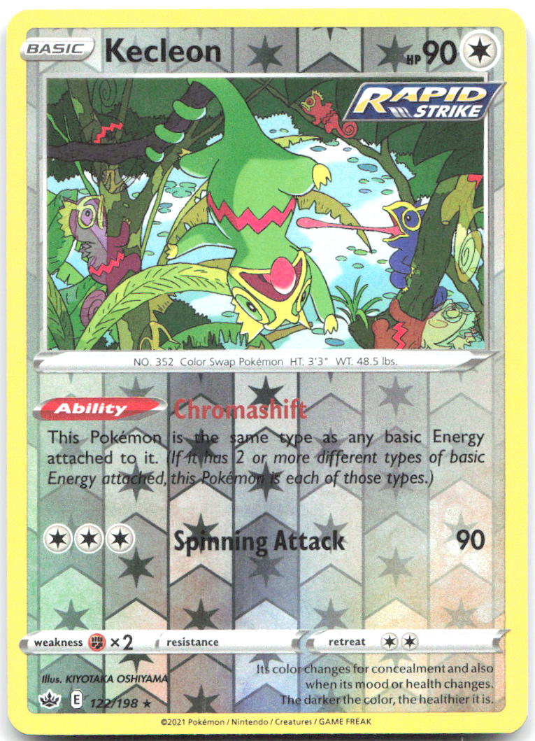 Kecleon Reverse Holo Rare SWSH06 Chilling Reign 122/198 NM KIYOTAKA OSHIYAMA