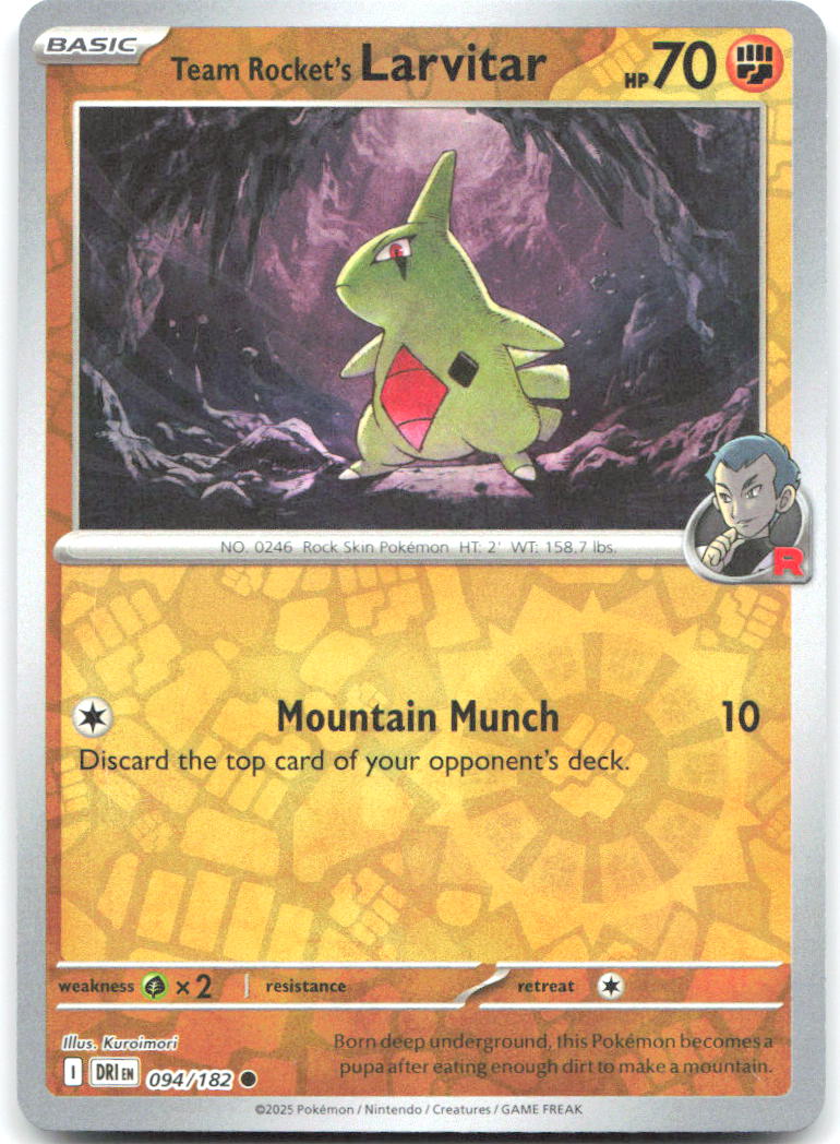 Team Rocket's Larvitar Reverse Holo Common SV10: Destined Rivals 094/182 NM Oku