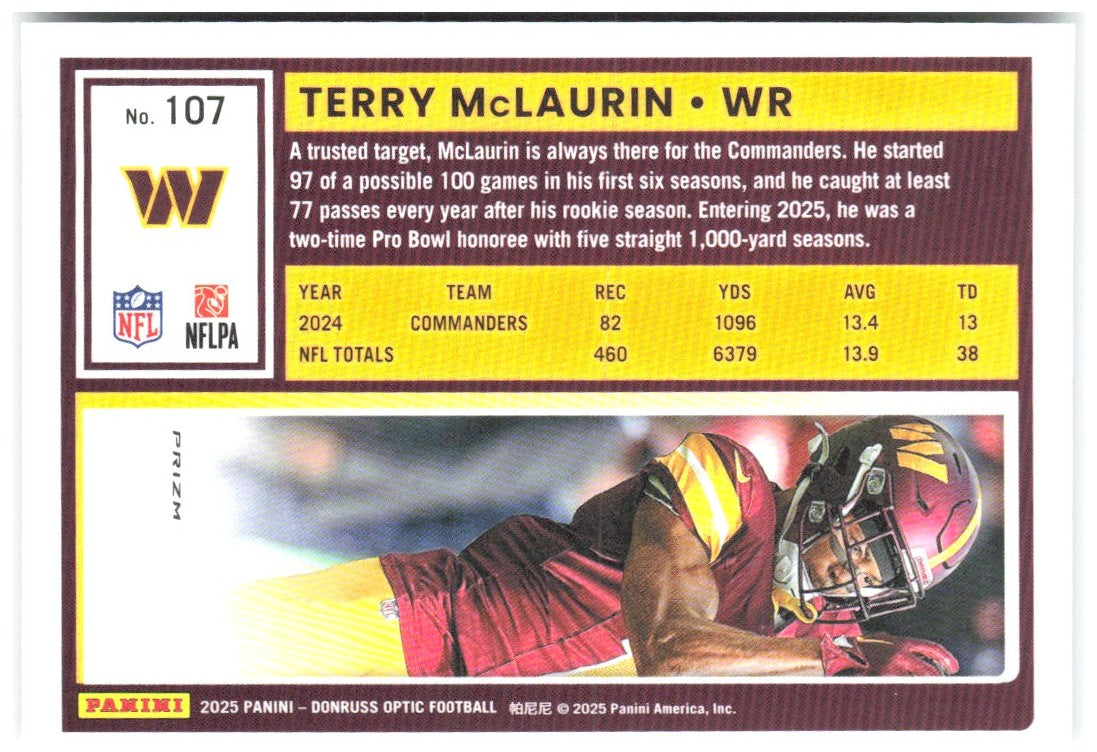 Terry McLaurin Donruss Optic - Holo 107 2025 Washington Commanders