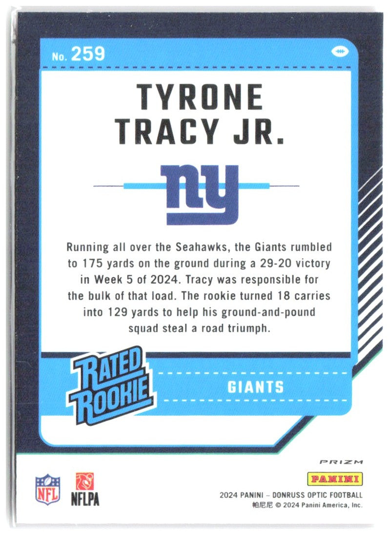 Tyrone Tracy Jr. Donruss Optic - Pink 259 2024 New York Giants