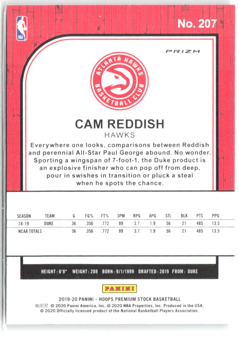 Cam Reddish Hoops Premium Stock - Prizms Purple Disco 207 2019-20 Atlanta Hawks