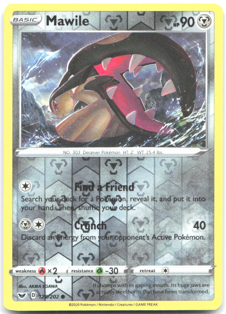 Mawile Reverse Holo Common SWSH01 Sword & Shield Base Set 129/202 NM