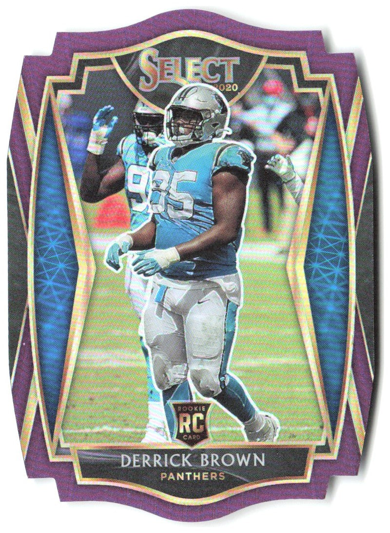 Derrick Brown Panini Select - Purple Prizm Die Cut 187 2020 Carolina Panthers