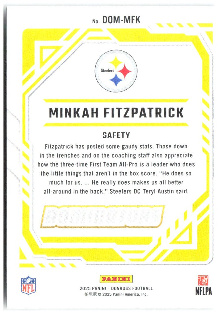 Minkah Fitzpatrick Donruss - Dominators DOM-MFK 2025 Pittsburgh Steelers