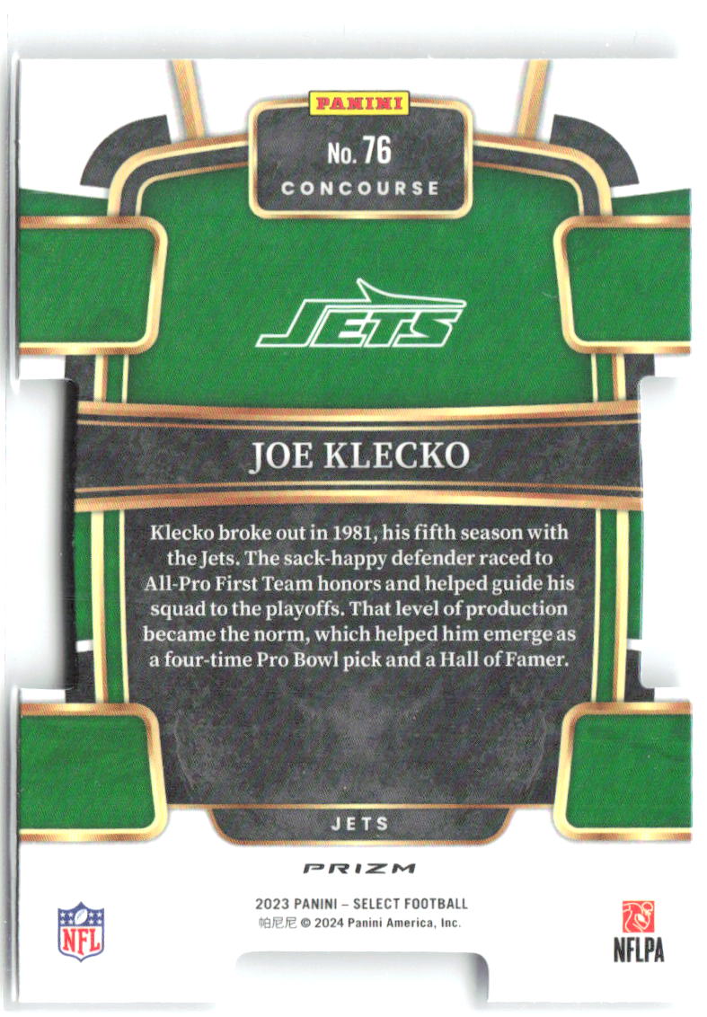 Joe Klecko Panini Select - Silver Prizms Die Cuts 76 2023 New York Jets