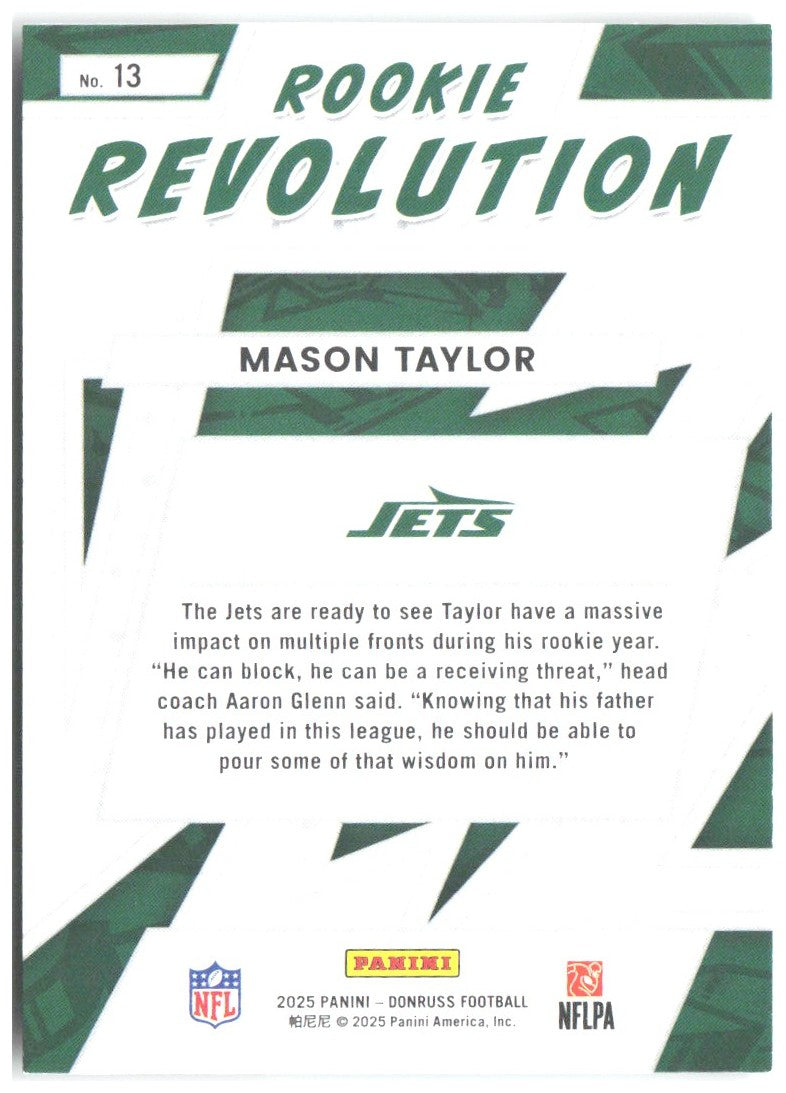 Mason Taylor Donruss - Rookie Revolution 13 2025 New York Jets