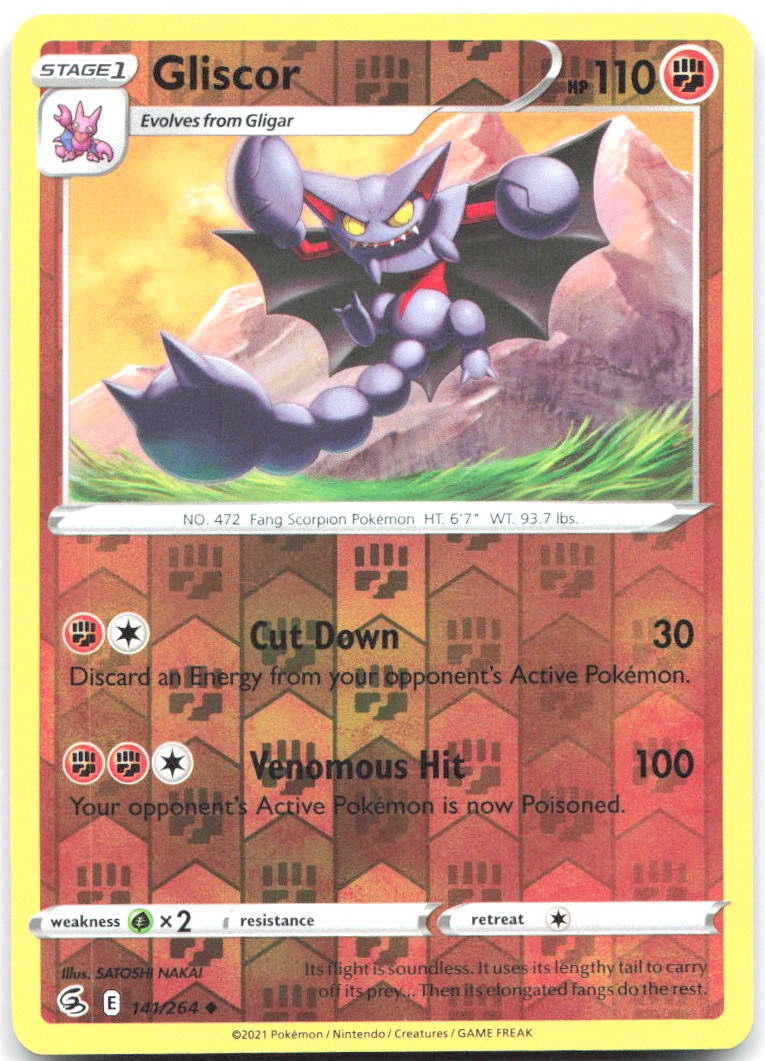 Gliscor Reverse Holo Uncommon SWSH08 Fusion Strike 141/264 NM SATOSHI NAKAI